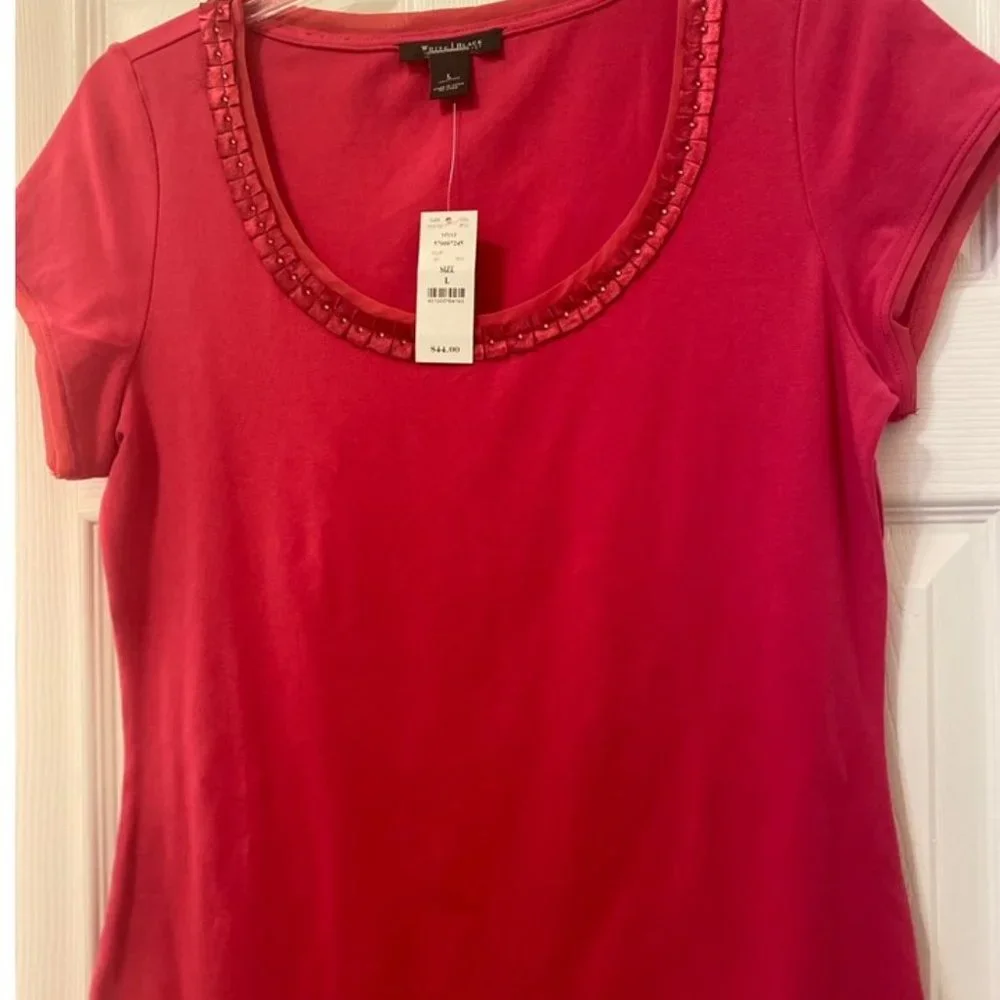 White House | Black Market Hot Pink top Size Large - Picture 1 of 3